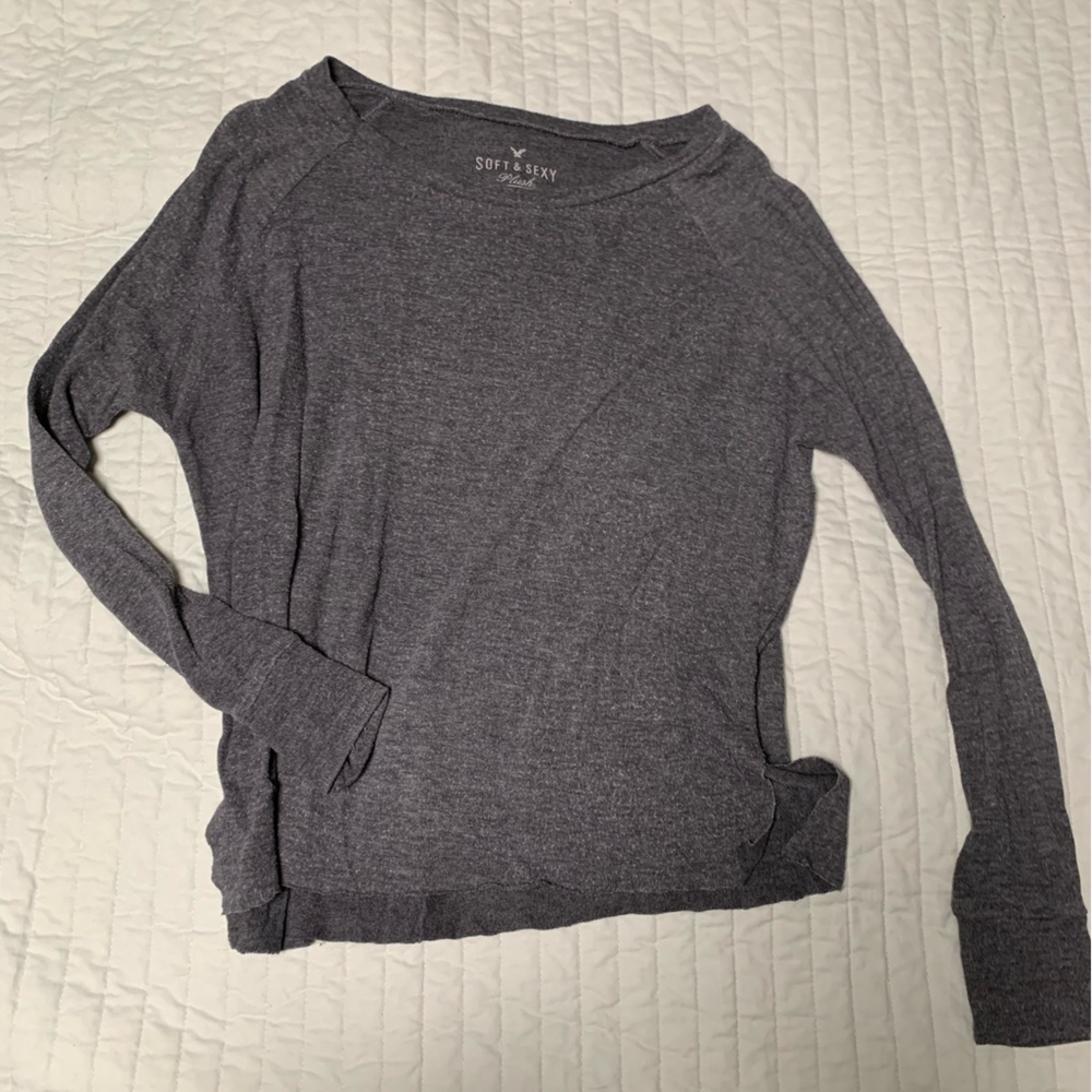 Grey American Eagle Soft and Sexy Long Sleeve Shirt